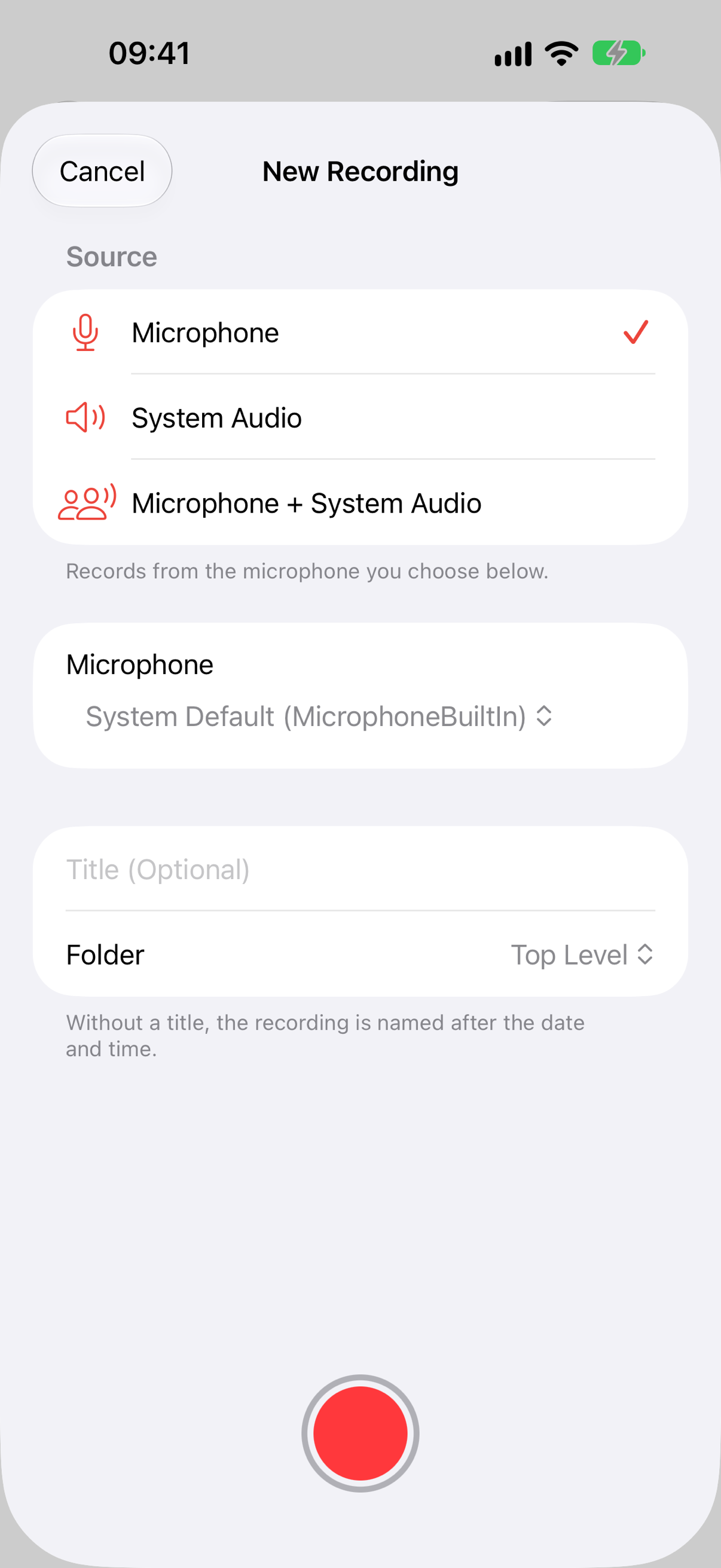 Phonic record sheet on iPhone